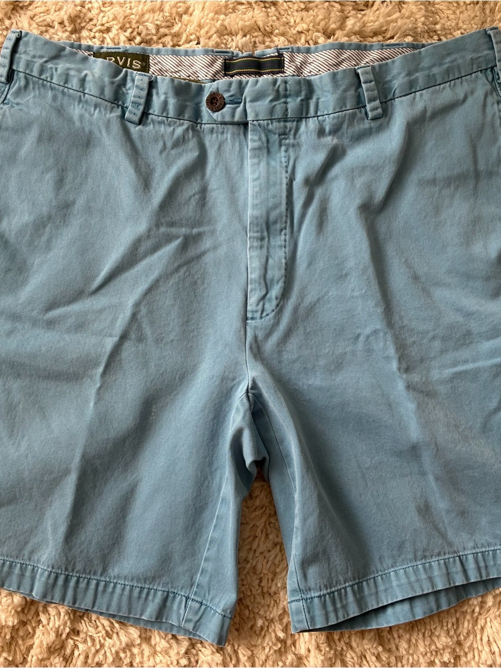 Orvis Light Blue Men's Flat Front Cotton Shorts